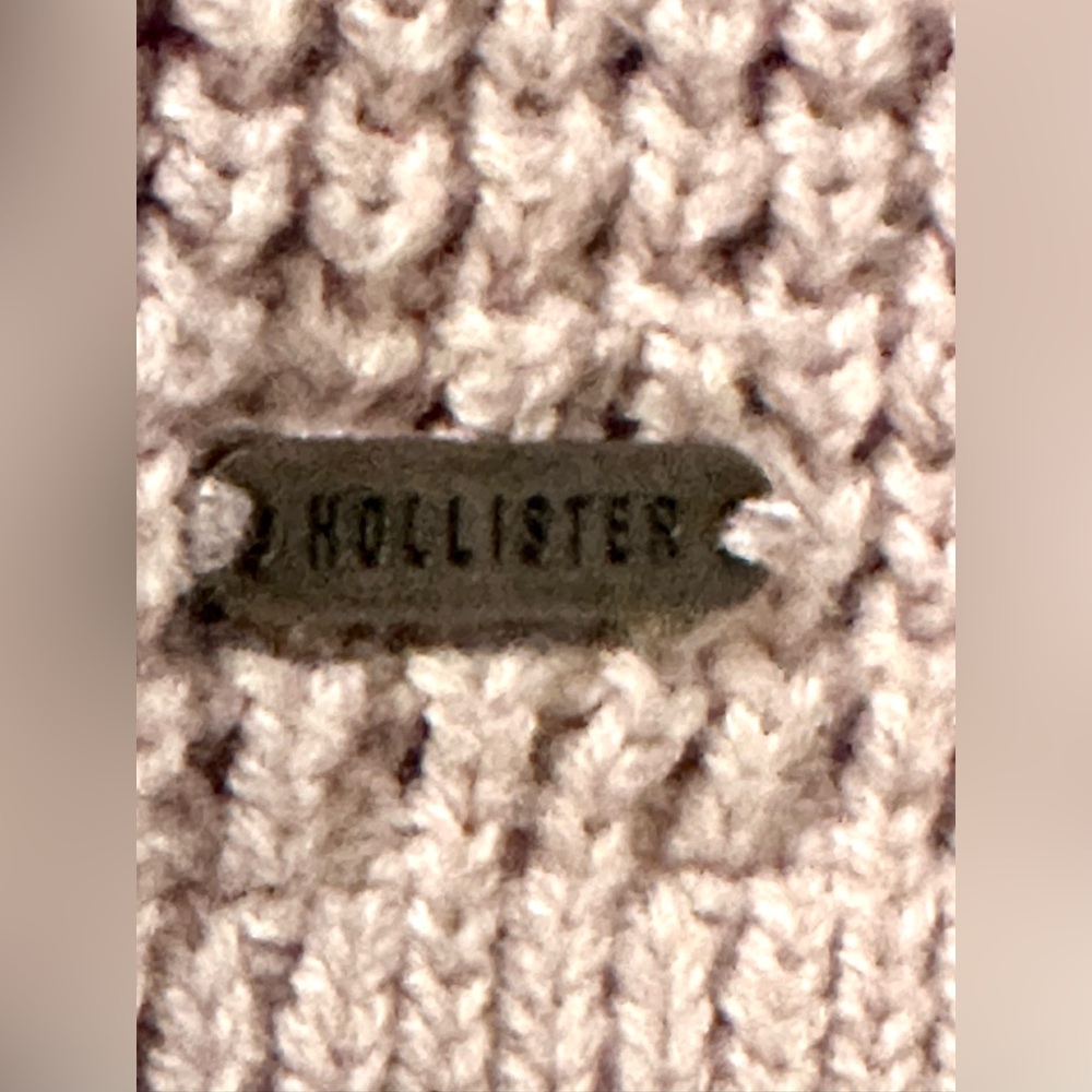 Hollister Knit Waffle Style Crew neck Light Pink Cardigan Sweater Large - Picture 4 of 7